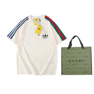 ` áo thun gucci phối adidas logo thêu - áo phông gucci adidas chất cotton mát lạnh phối ragan chuẩn boy phố mới nhất 202