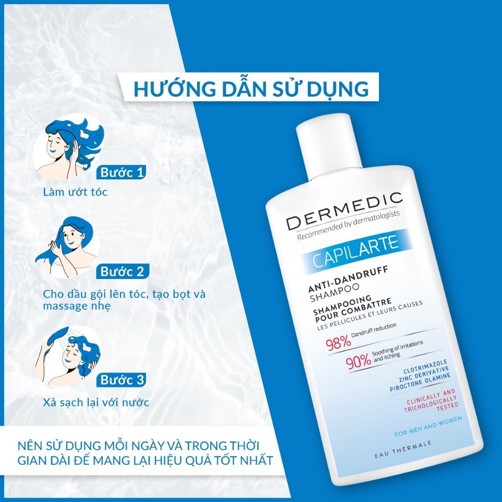 Dầu Gội Sạch Gàu Giảm Ngứa Da Đầu Dermedic Capilarte Anti Dandruff Shampoo Combating Its Cause 300Ml