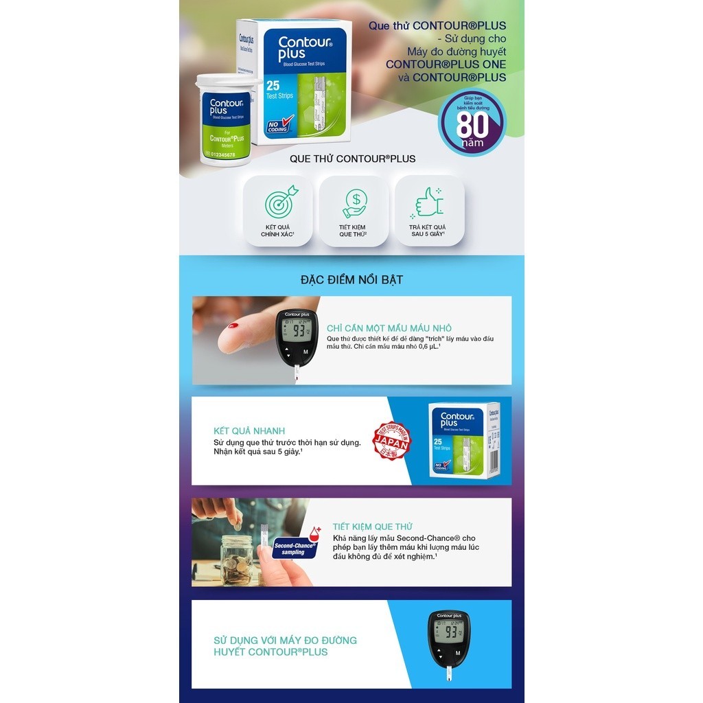 Que thử đường huyết CONTOUR PLUS (100 hộp )