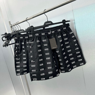  Quần Nam Đen Hoạ Tiết Chữ DSQ2 ICON Trắng Quanh Cạp Chun - Quần Đi Biển Nam Cho Các Anh Em Boy Phố Chất 2023 