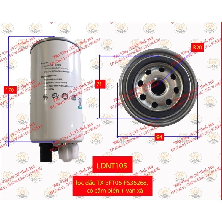 lọc dầu TX-3FT06-FS36268, có cảm biến + van xả