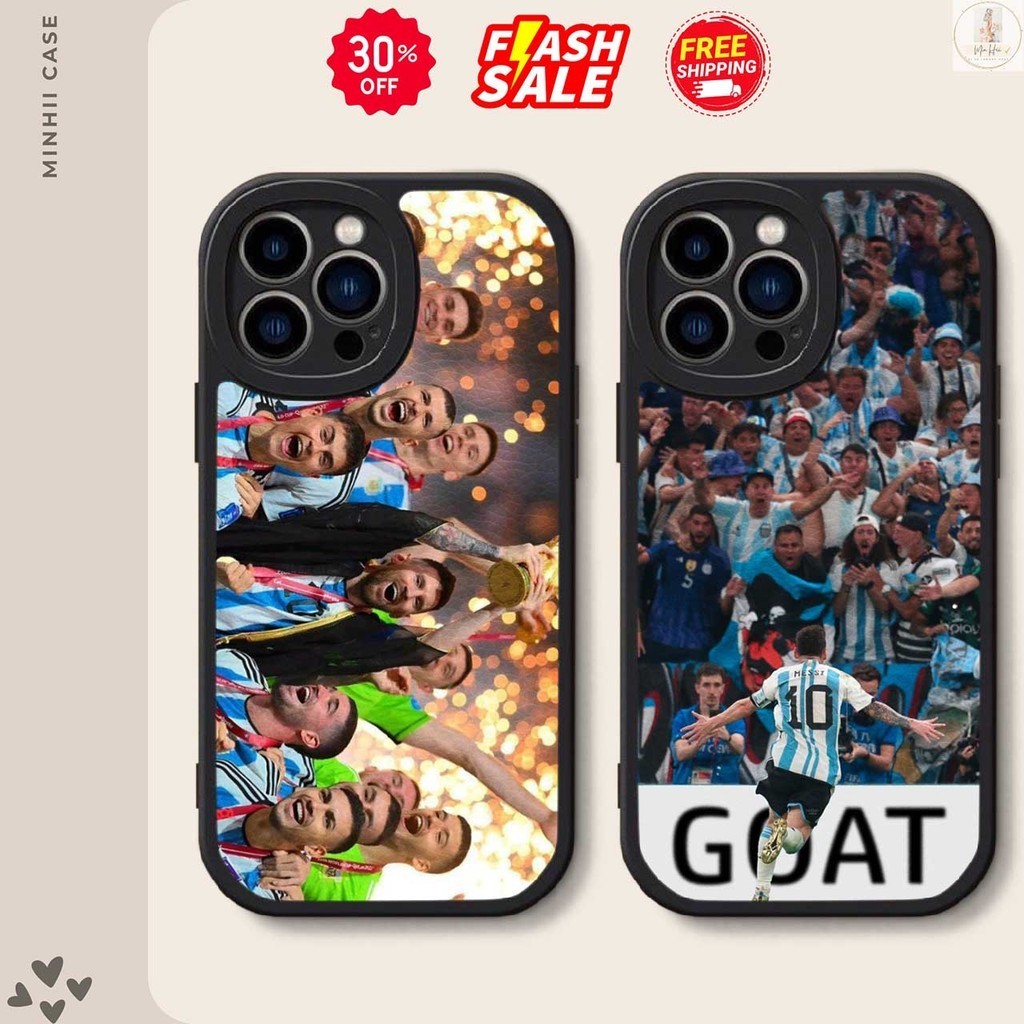 Ốp lưng vân da cam tròn iphone chủ đề bóng đá messi goat world cup cực ngầu 6/6splus/7/7plus/8/8plus