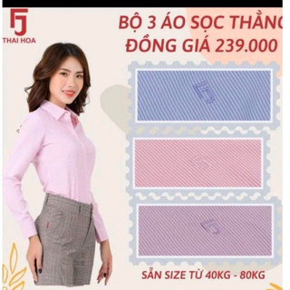 Áo sơ mi nữ Thái Hòa hồng sọc xuôi mã 640 màu hồng
