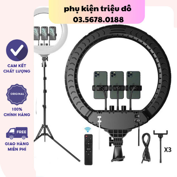 Bộ Đèn Live Stream cao cấp Size 45cm + Chân Đèn + Kẹp Điện Thoại