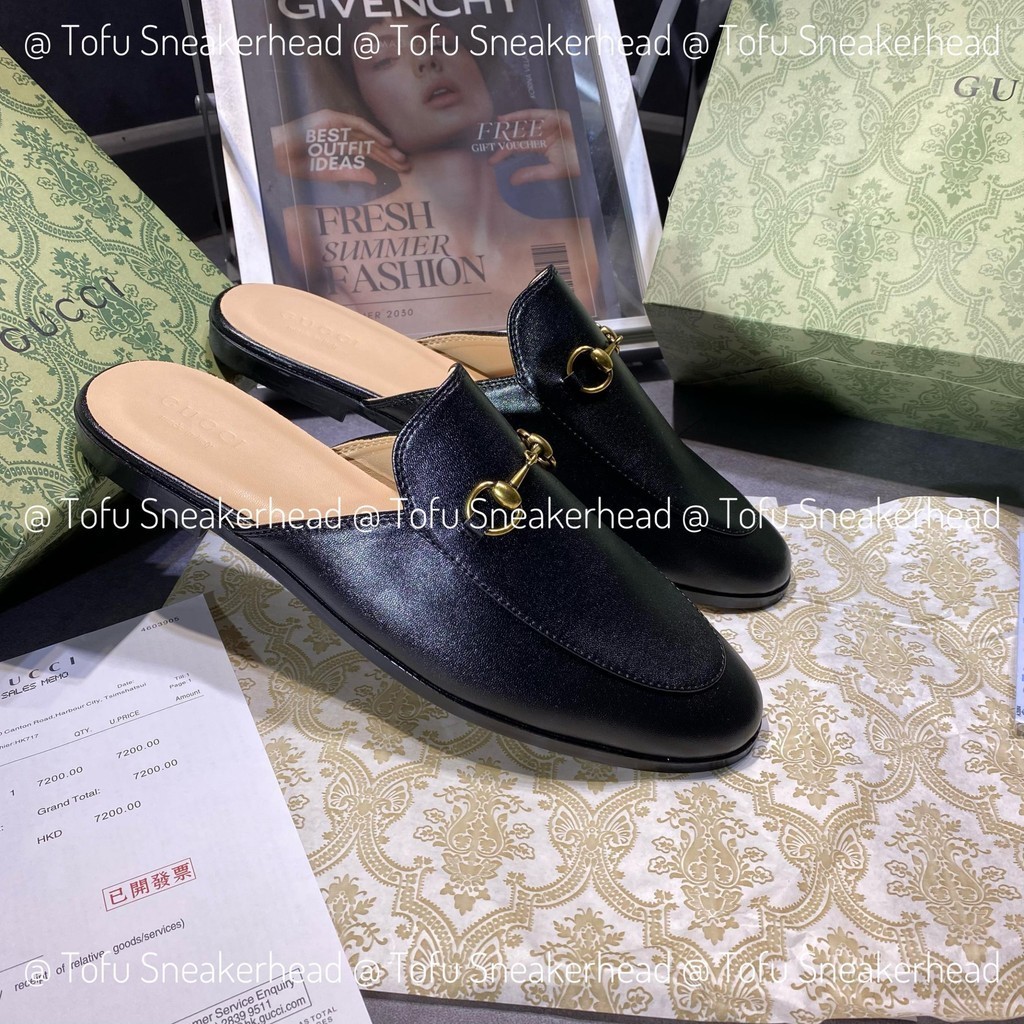 [ Mẫu mới nhất ] Giày Sục Gucci da bê tag móc khóa Vàng LA on web fullbox bill thẻ phụ kiện