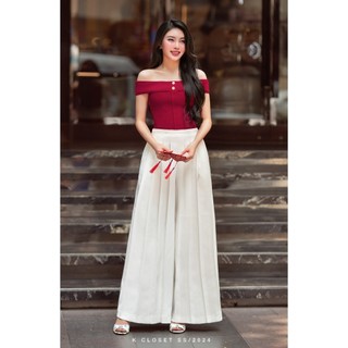 Quần tây ống rộng xếp ly cạp cao, thời trang thiết kế K Closet - Q1001