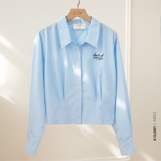 Áo sơ mi nữ tay dài đính đá sang trọng, thời trang thiết kế K Closet - A4002
