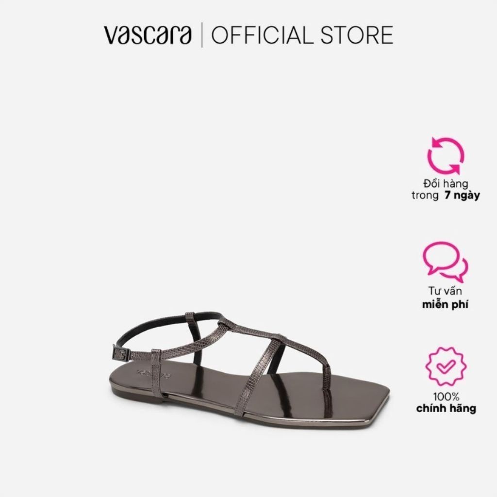 Vascara Giày Sandal Metallic Quai Kẹp Phối Vân Kỳ Đà - SDK 0332