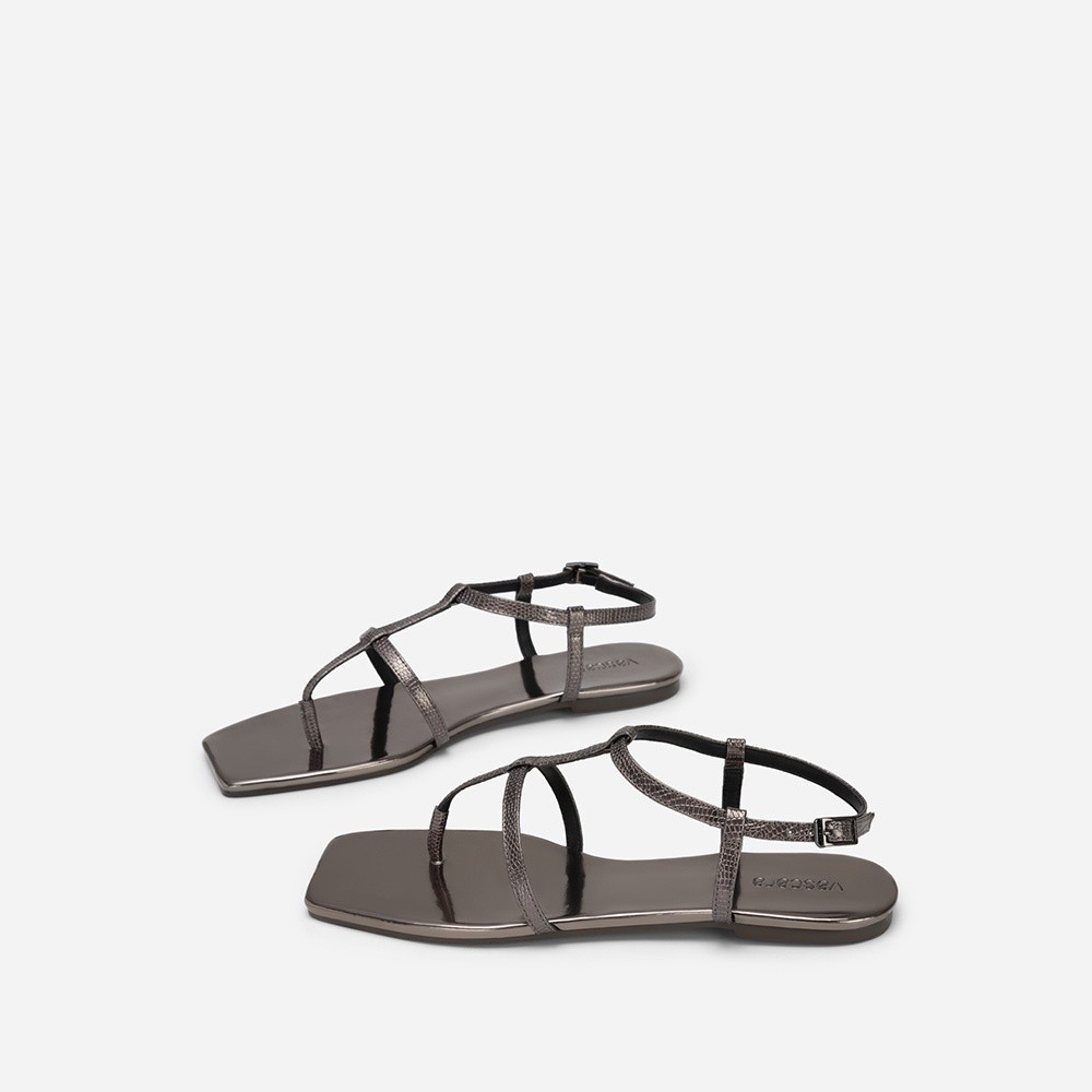 Vascara Giày Sandal Metallic Quai Kẹp Phối Vân Kỳ Đà - SDK 0332