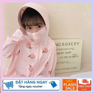 Áo chống nắng cho bé trai bé gái chống tia UV Vải lụa băng thoải mái và thoáng khí mũ chống nắng bảo vệ toàn áo nắng 1