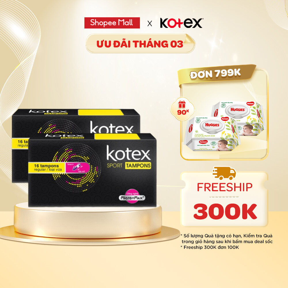 Combo 2 hộp Băng vệ sinh Kotex Tampon 16 miếng