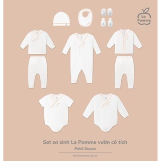 La pomme set sơ sinh vườn cổ tích trắng viền cam