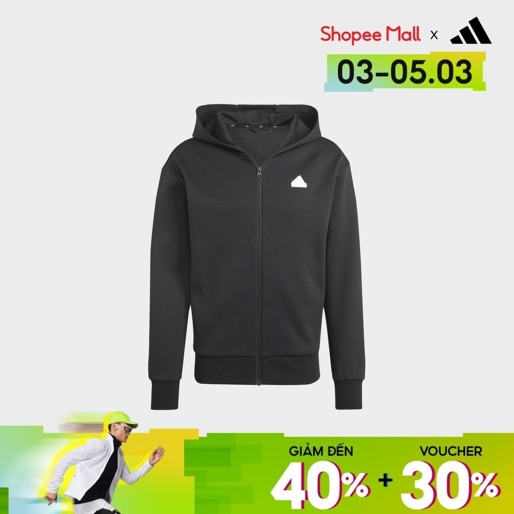 Adidas Phong cách sống Áo Hoodie Khóa Kéo Dọc Thân Badge of Sport Future Icons Unisex Đen IB4937
