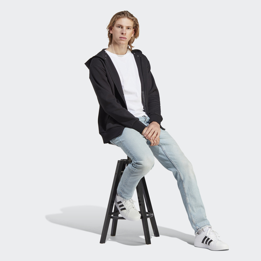 Adidas Phong cách sống Áo Hoodie Khóa Kéo Dọc Thân Badge of Sport Future Icons Unisex Đen IB4937