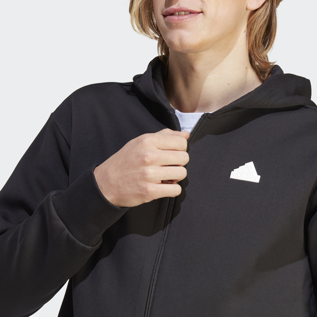 Adidas Phong cách sống Áo Hoodie Khóa Kéo Dọc Thân Badge of Sport Future Icons Unisex Đen IB4937