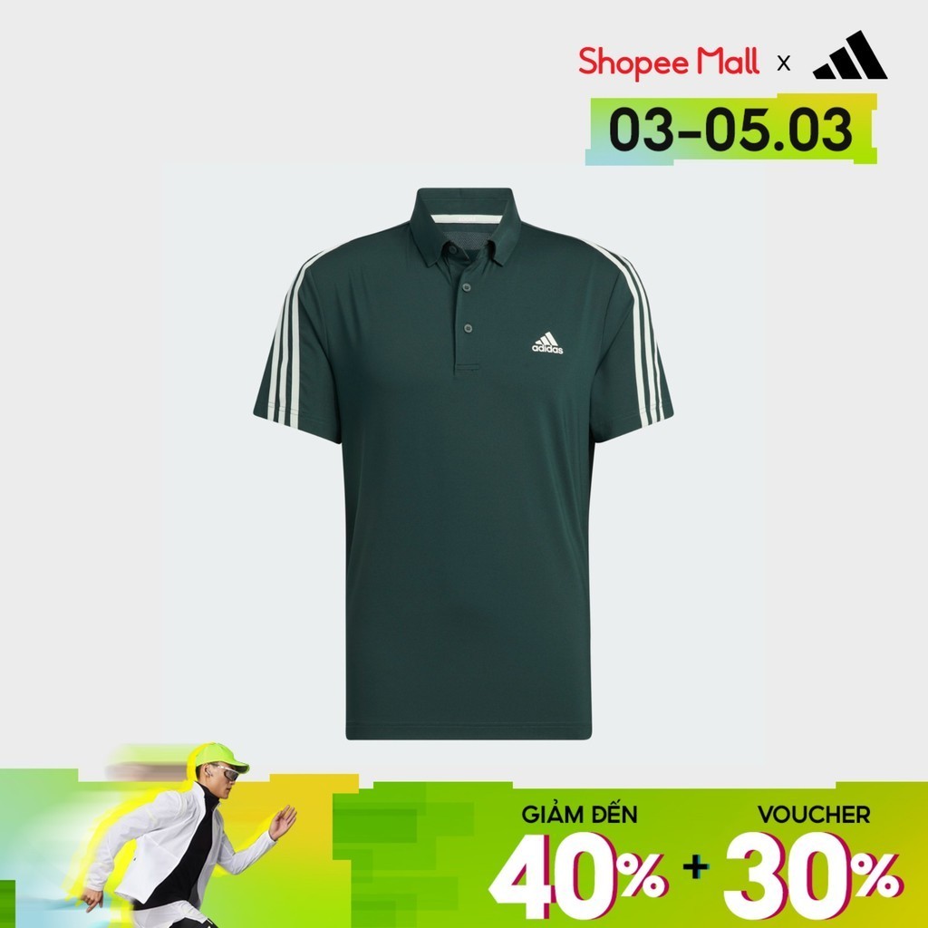 adidas Đánh gôn Áo Polo 3 Sọc AEROREADY Nam màu xanh lá HG8271