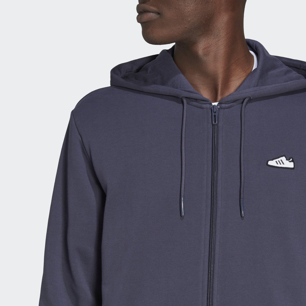 Adidas Phong cách sống Áo Hoodie Thêu Có Khóa Kéo Nam Màu xanh da trời IA3937