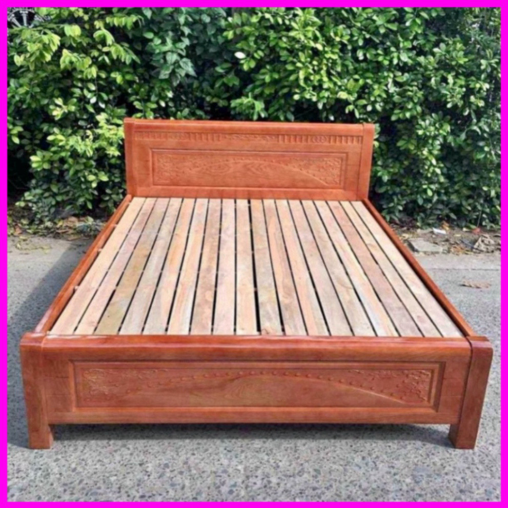 Giường gỗ sồi thời thượng gọn gàng, giường nghỉ gỗ bất ngờ 1m6x2m, 1m8x2m - bh 12