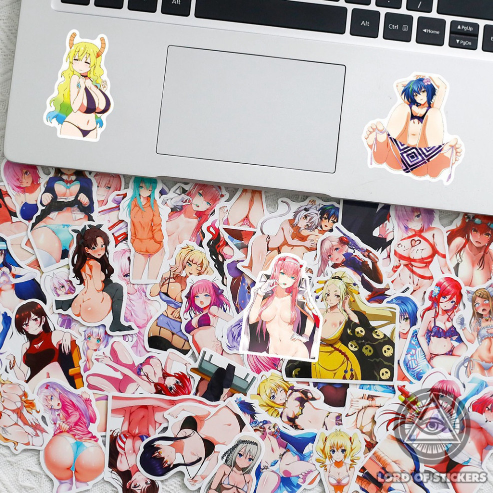 Set 50 Hình Dán Sexy Anime Girl Sticker Hentai Ecchi Waifu Chống Thấm Nước Trang Trí Mũ Bảo Hiểm, Laptop, Ván Trượt, Sổ