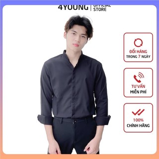 Áo Sơ Mi Form Rộng Phong Cách Hàn Quốc Cổ Trụ Dài Tay Tà Lượn Giấu Cúc , Chất Liệu Kate Lụa Thoáng Mát Mềm Mịn
