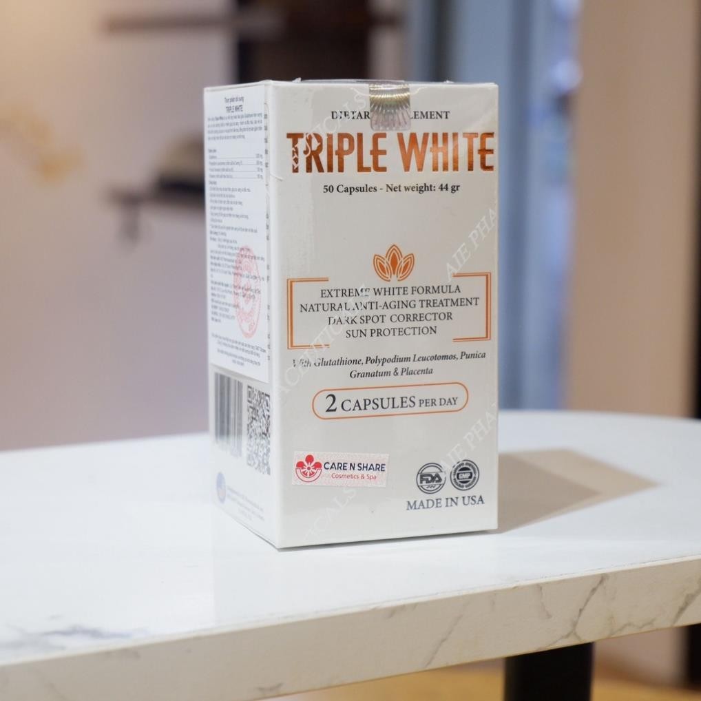 Viên Uống TRIPLE WHITE - Viên Uống Trắng Da Chống Nắng Giảm Thâm Nám Hộp