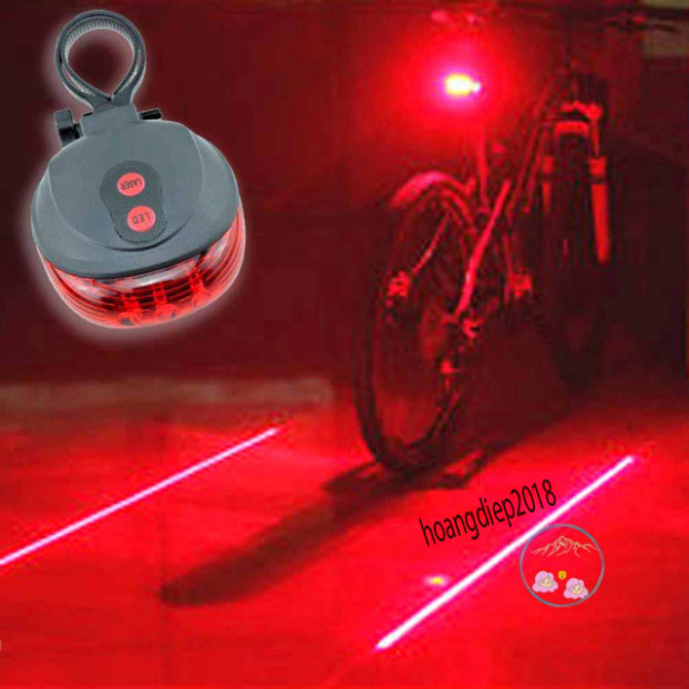 Đèn dấu hiệu LED + LAZE gắn xe đạp điện LED Note tin cậy 2 laze + 5 bóng LED cho xe đạp