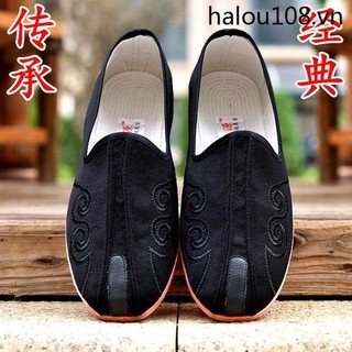  Mới Truyền Thống Phong Cách Dân Tộc Rắc Giày Thái Cực Cloud Toe Kung Fu Giày Nam Đen Giày Đi Bộ Giày Cũ Bắc Kinh Giày Vải 