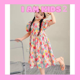 Váy bé gái hoa tulip tay bồng ik2360 - i'm a kids