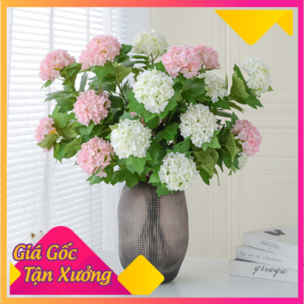Hoa Cẩm Tú Cầu 3 Bông Cao 65cm -Hoa Cẩm Tú Cầu Giả Bông To Làm Bình Hoa Trang Trí Phòng Khách JFLOWE