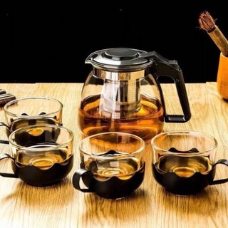 Bộ ấm thủy tinh pha trà 4 cốc – bình thủy tinh pha trà có lõi lọc--rino