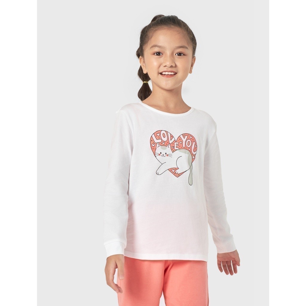 Bộ đồ bé gái CANIFA áo thun dài tay phối quần khác màu 1LS22W029