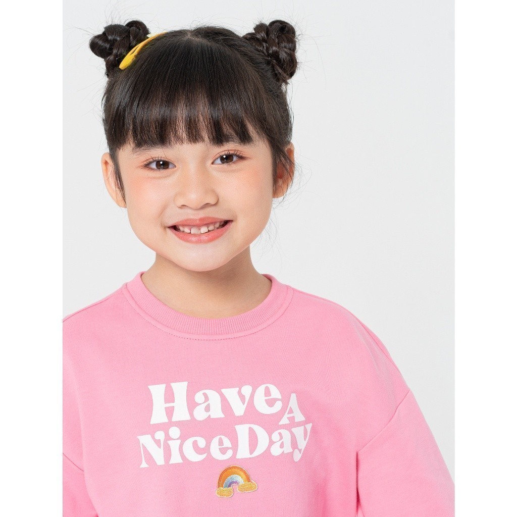 Áo nỉ bé gái CANIFA cổ tròn dài tay in hình 1TW22W039