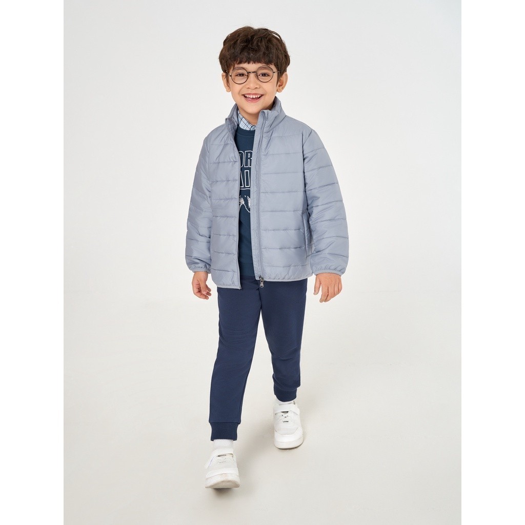 Áo khoác chần bông unisex trẻ em CANIFA 100% polyester, cổ cao kéo khoá 3OT22W002