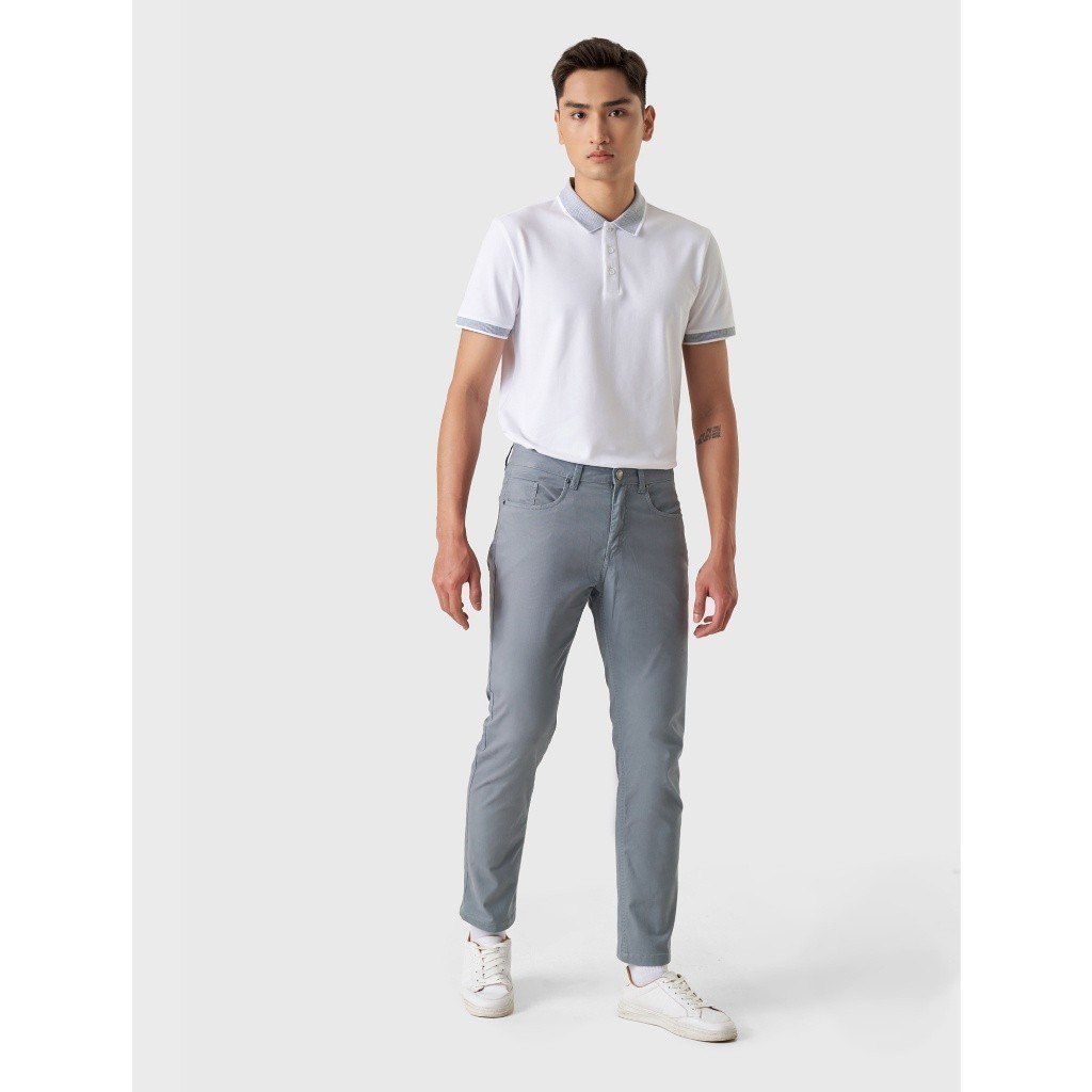 Áo polo nam CANIFA áo thun có cổ chất liệu cotton phối kẻ 8TP23A003