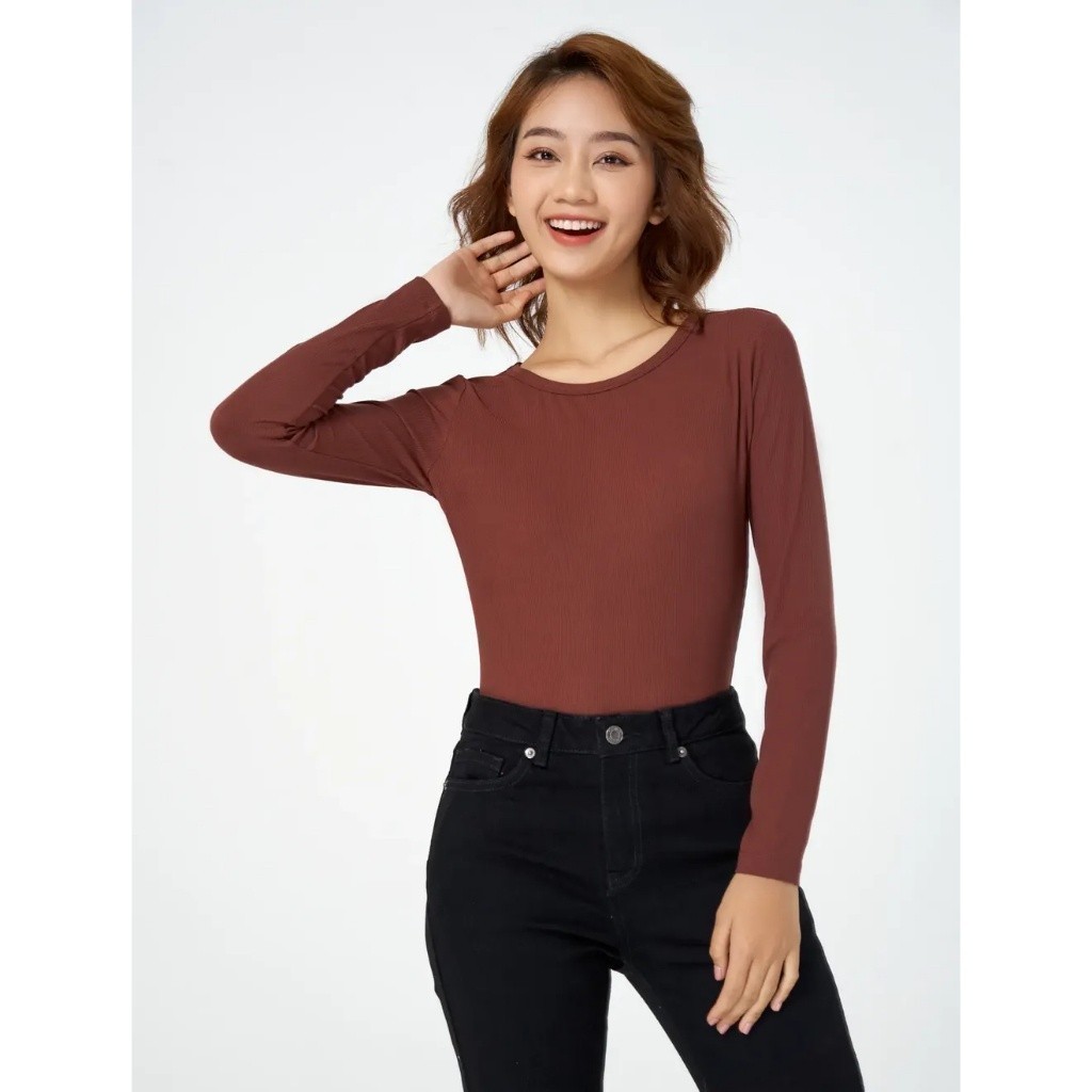 Áo body nữ CANIFA dài tay cổ tròn dáng ôm ML23 6IT22W001