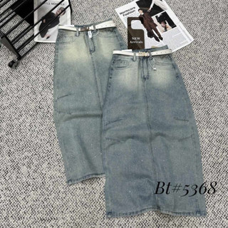 Chân váy jeans dài đính đá kèm đai hàng qcl1 6.3