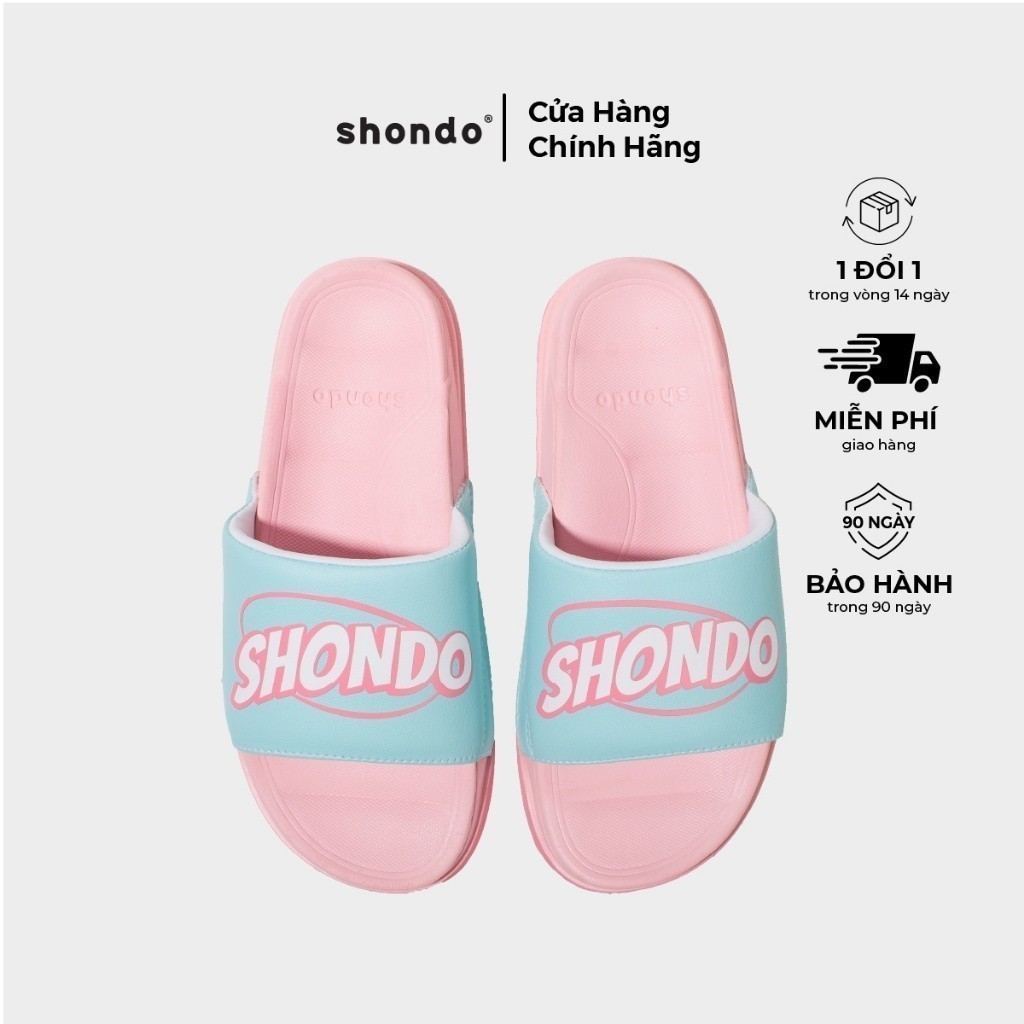 Dép Trendy 4 Nữ Shondo Êm Chân, Bền In Chữ Shondo Hồng Phối Quai Xanh Da Trời TRE7232