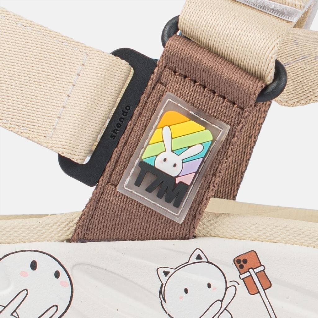 Giày Sandals Nam Nữ SHONDO Thỏ 7 Màu Êm, Thời Trang Thích Hợp Đi Học, Đi Chơi Nâu Trắng F8M0095