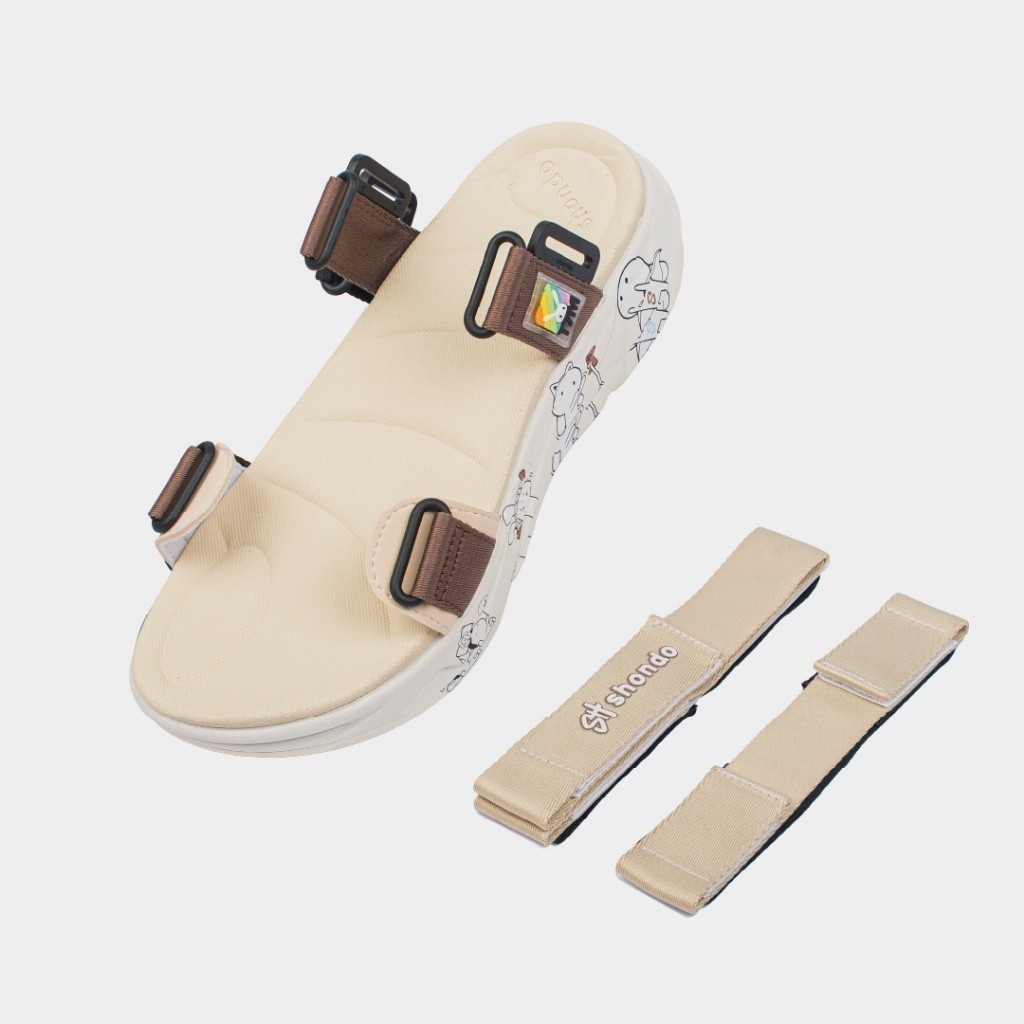 Giày Sandals Nam Nữ SHONDO Thỏ 7 Màu Êm, Thời Trang Thích Hợp Đi Học, Đi Chơi Nâu Trắng F8M0095