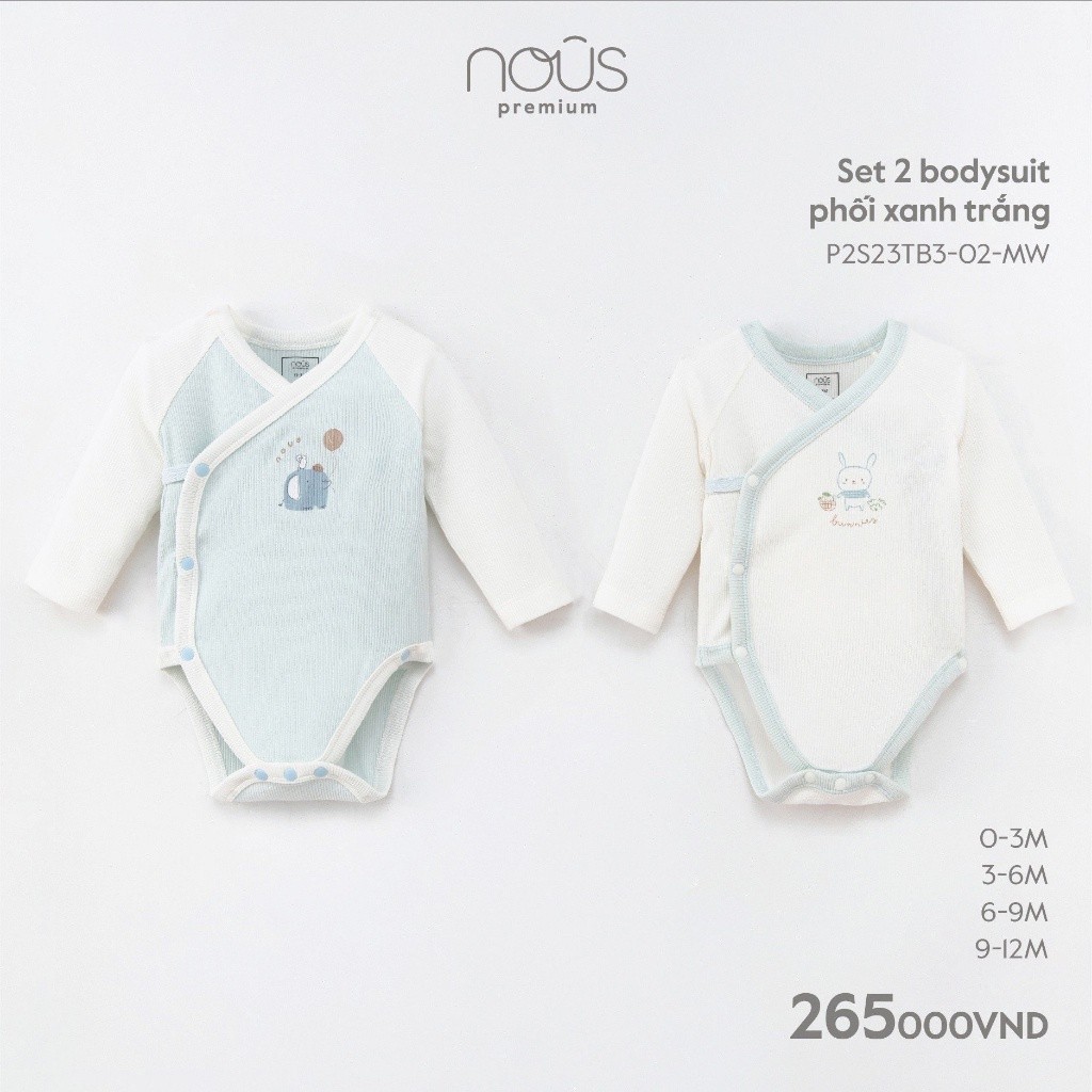 Bộ bodysuit sơ sinh ngắn tay, dài tay mềm mát, thấm hút tốt bé trai và bé gái đủ màu Nous Bình Dương - SPE01193