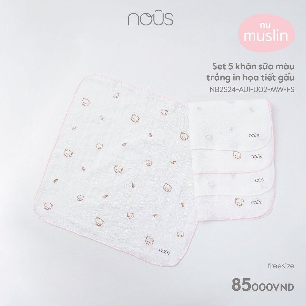 Set 5 khăn sữa nous vải xô, bamboo mềm mát, thấm hút tốt đủ màu Nous Bình Dương - SPE01270