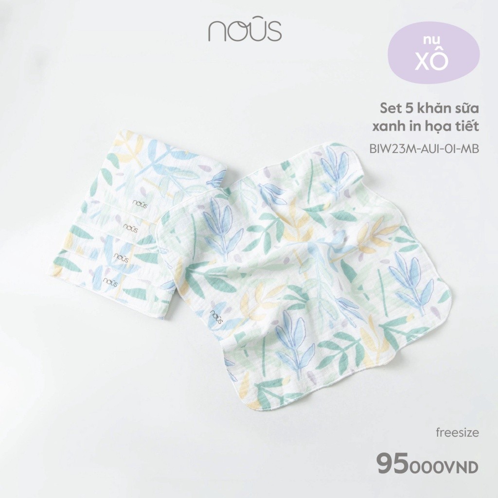 Set 5 khăn sữa nous vải xô, bamboo mềm mát, thấm hút tốt đủ màu Nous Bình Dương - SPE01270