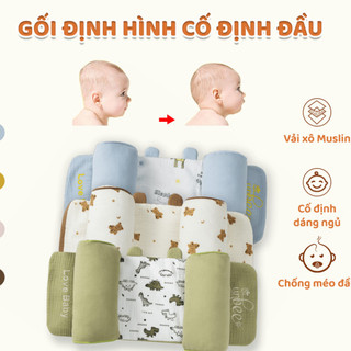 Gối chặn định hình đầu cho bé sơ sinh chống méo đầu bẹp đầu, gối chống giật mình giúp bé sơ sinh ngủ ngon