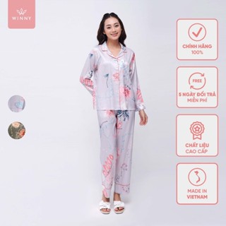 Bộ mặc nhà nữ WINNY Lụa xương cá sang trọng, trang nhã 1MNSA22551D