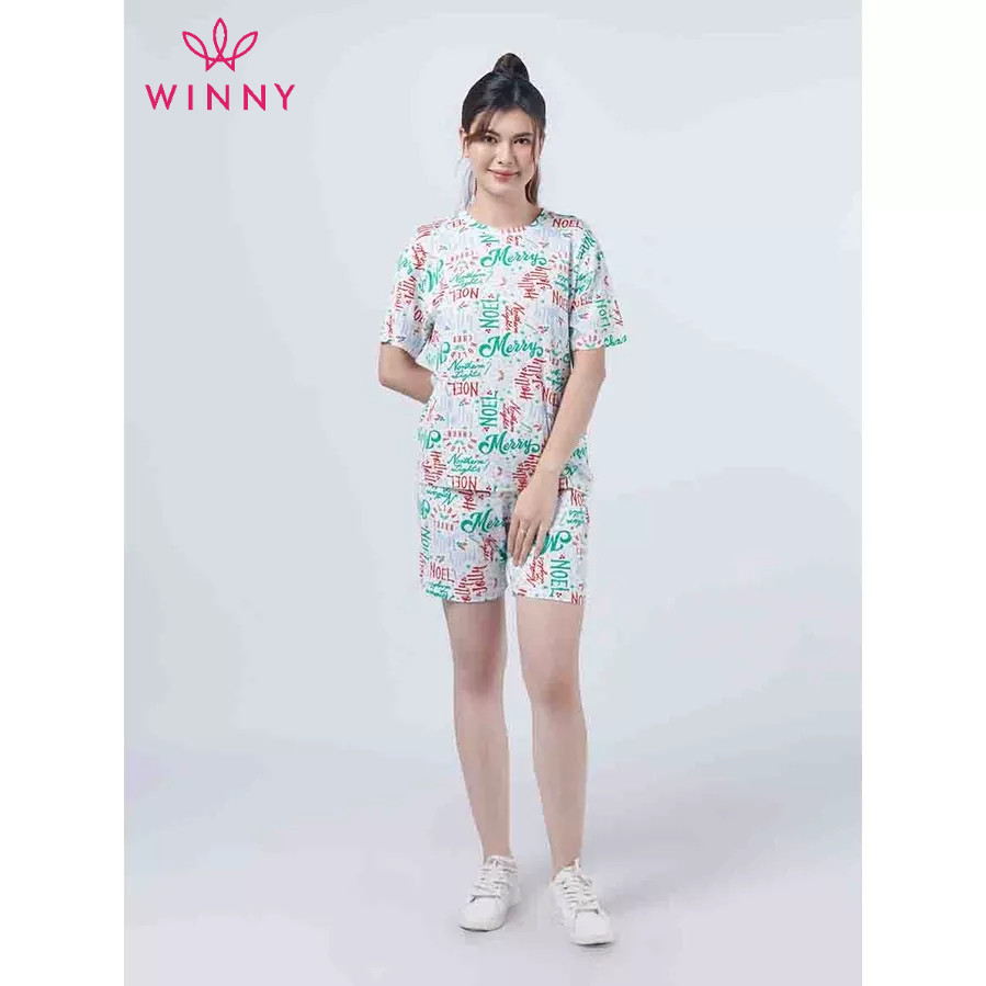 Bộ mặc nhà Winny cộc tay quần đùi suông rộng KW-22904