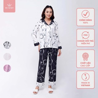 Bộ Mặc Nhà Nữ Winny Đồ Ngủ Lụa xương cá sang trọng, trang nhã 1MNSA22553D