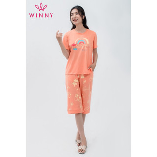 Bộ Mặc Nhà Nữ WINNY Đồ Ngủ Kiểu Tay Cộc Quần Lửng Chất Cotton 1MNCT22243N