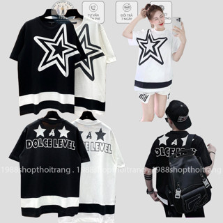 Hot Mẫu Áo Thun Docle Ngôi Sao To Vạch Trắng An Thuyên, Áo Phông Nam Nữ Dolce Hotrend 2024 Chất Cotton Siêu Chất