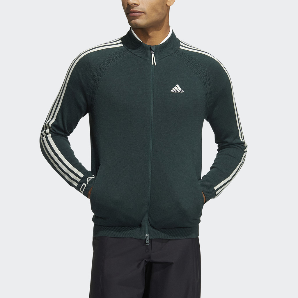 Adidas Đánh gôn Áo Len Dài Tay 3 Sọc Nam màu xanh lá HP1995
