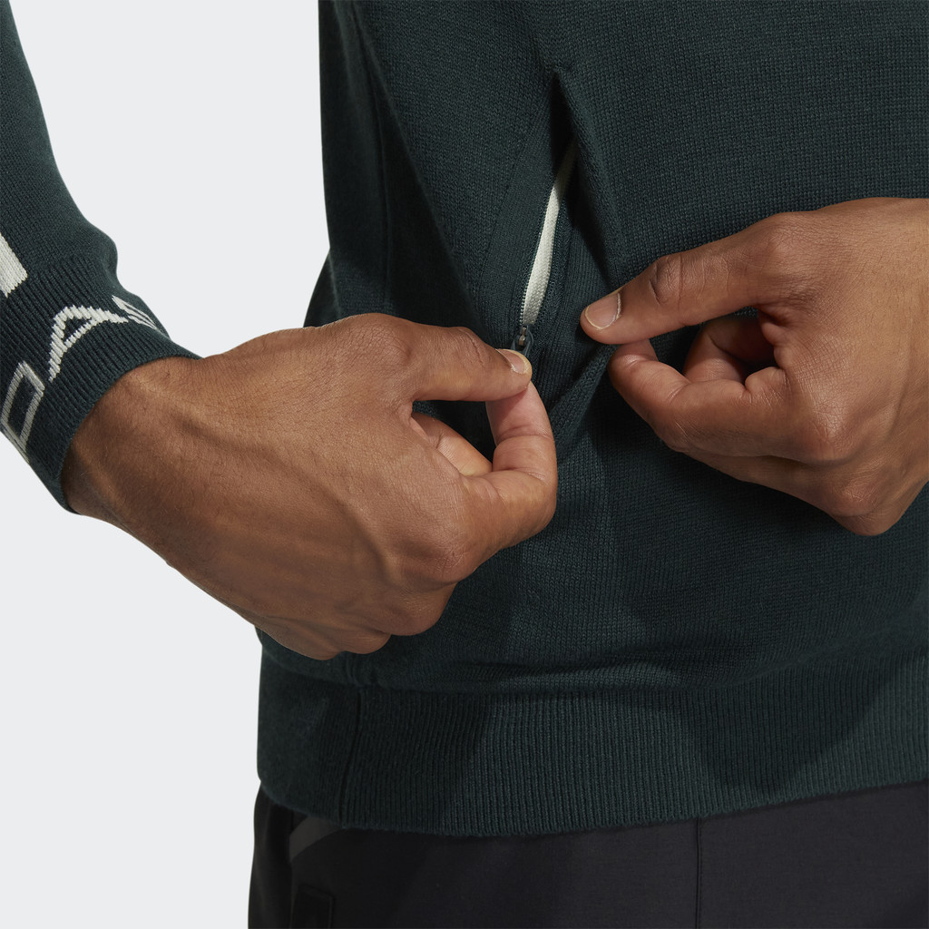 Adidas Đánh gôn Áo Len Dài Tay 3 Sọc Nam màu xanh lá HP1995